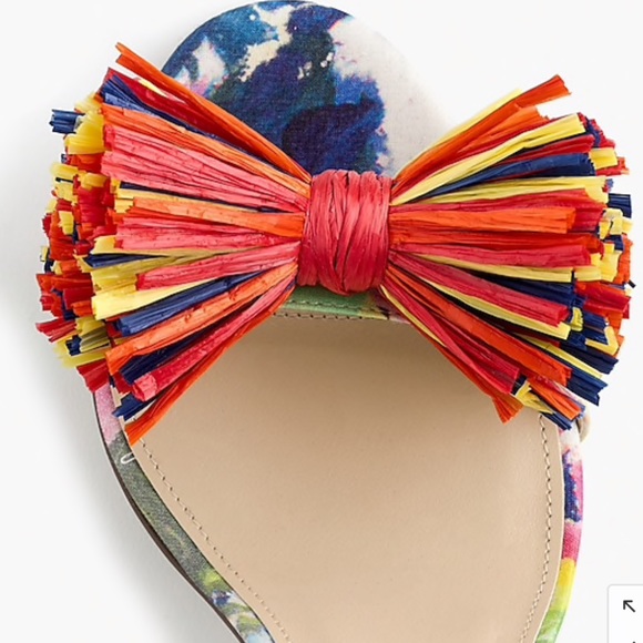 J. Crew Strappy Heel with Colorful Raffia Bow Shoe Size 8 - Picture 2 of 5